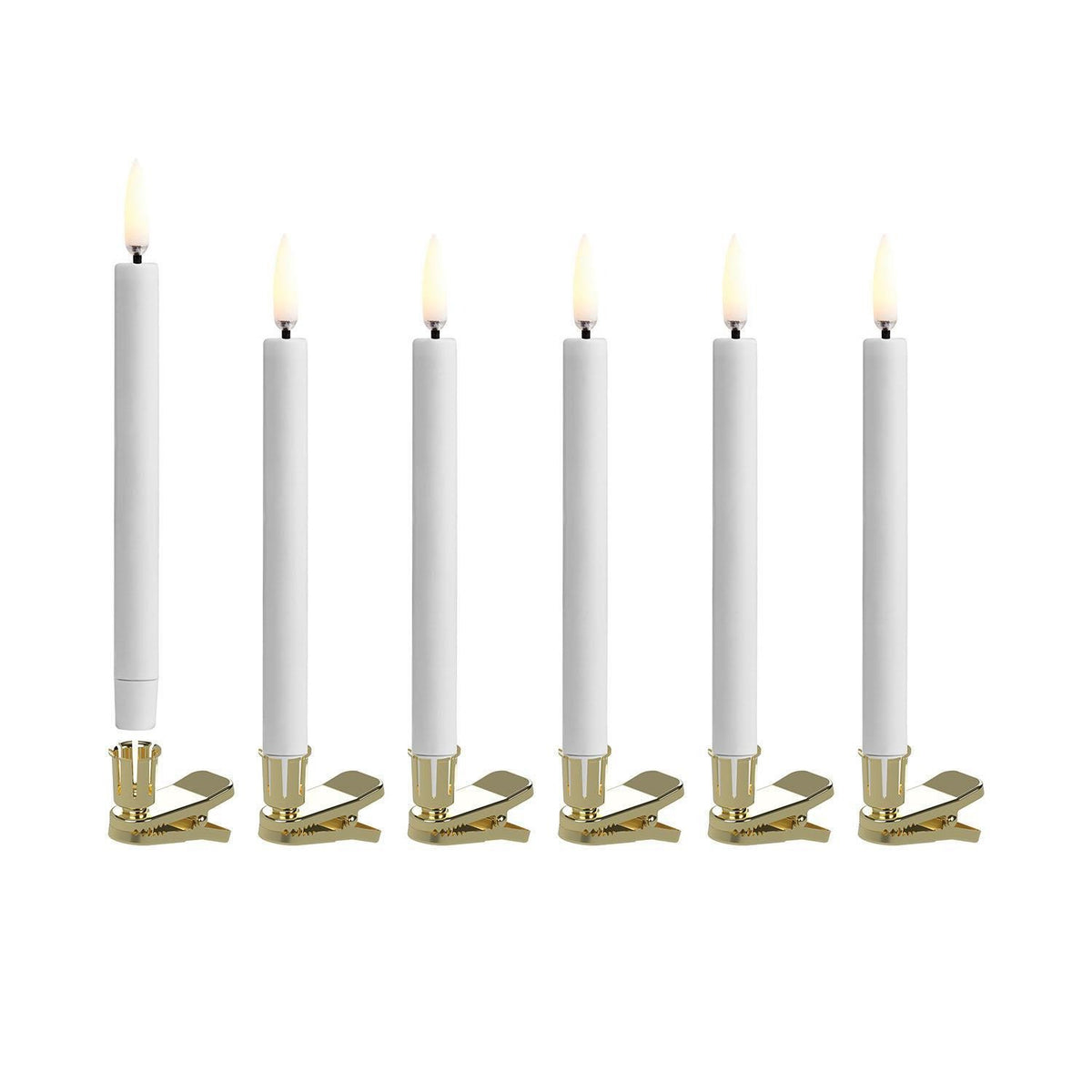 Uyuni white LED mini taper candles with metal clips