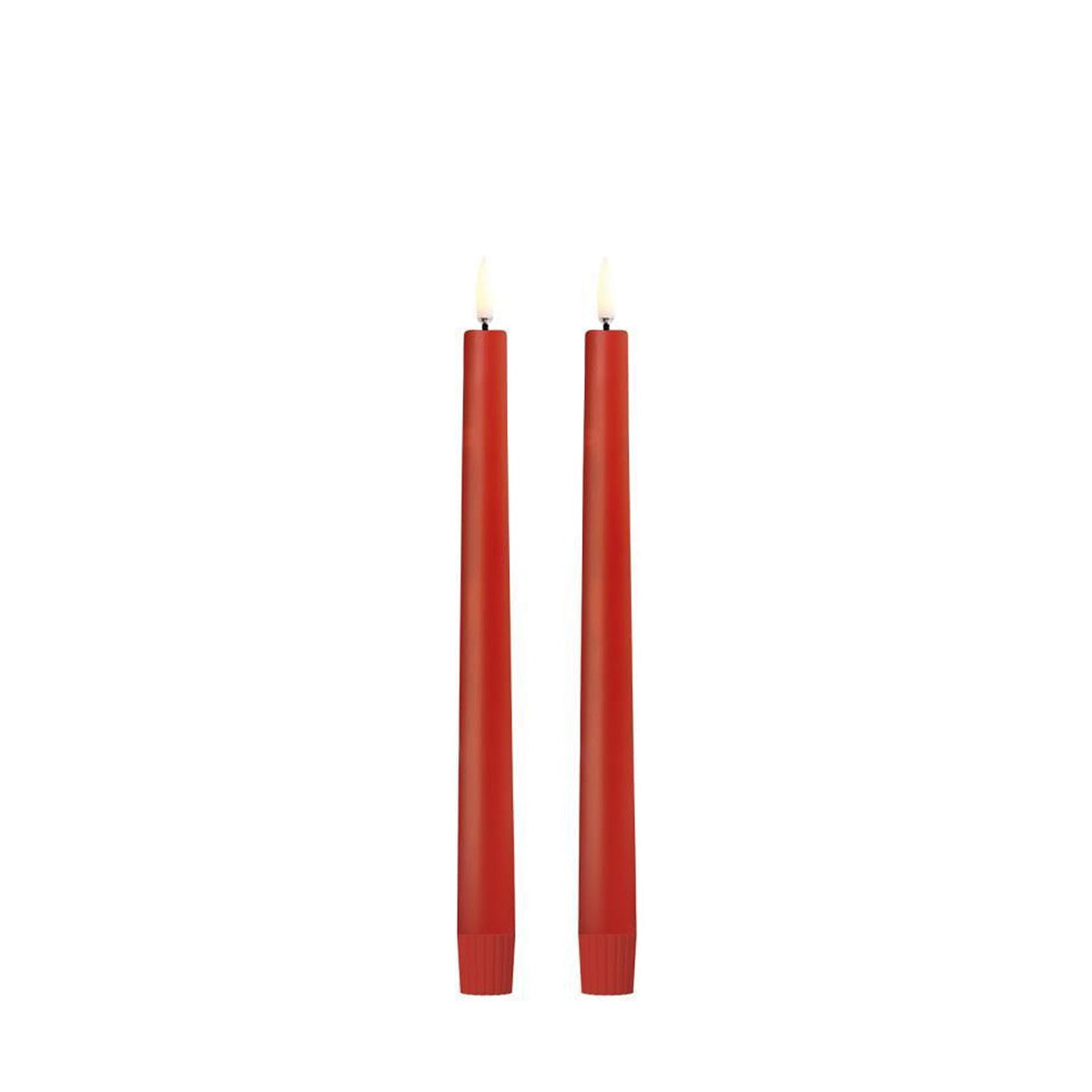 Uyuni LED taper candles, red, 2-pack
