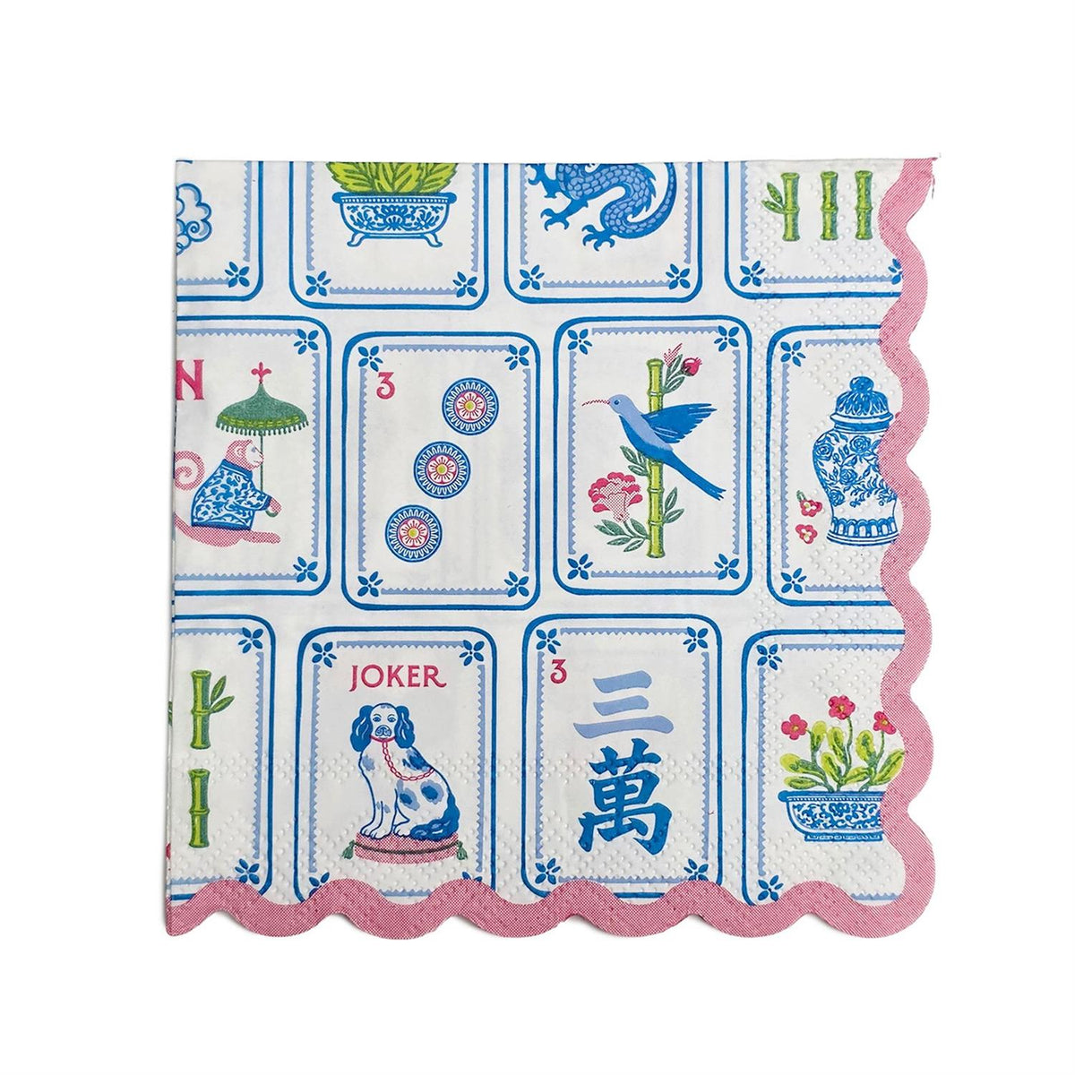 Mahjong Scalloped Paper Cocktail Napkin