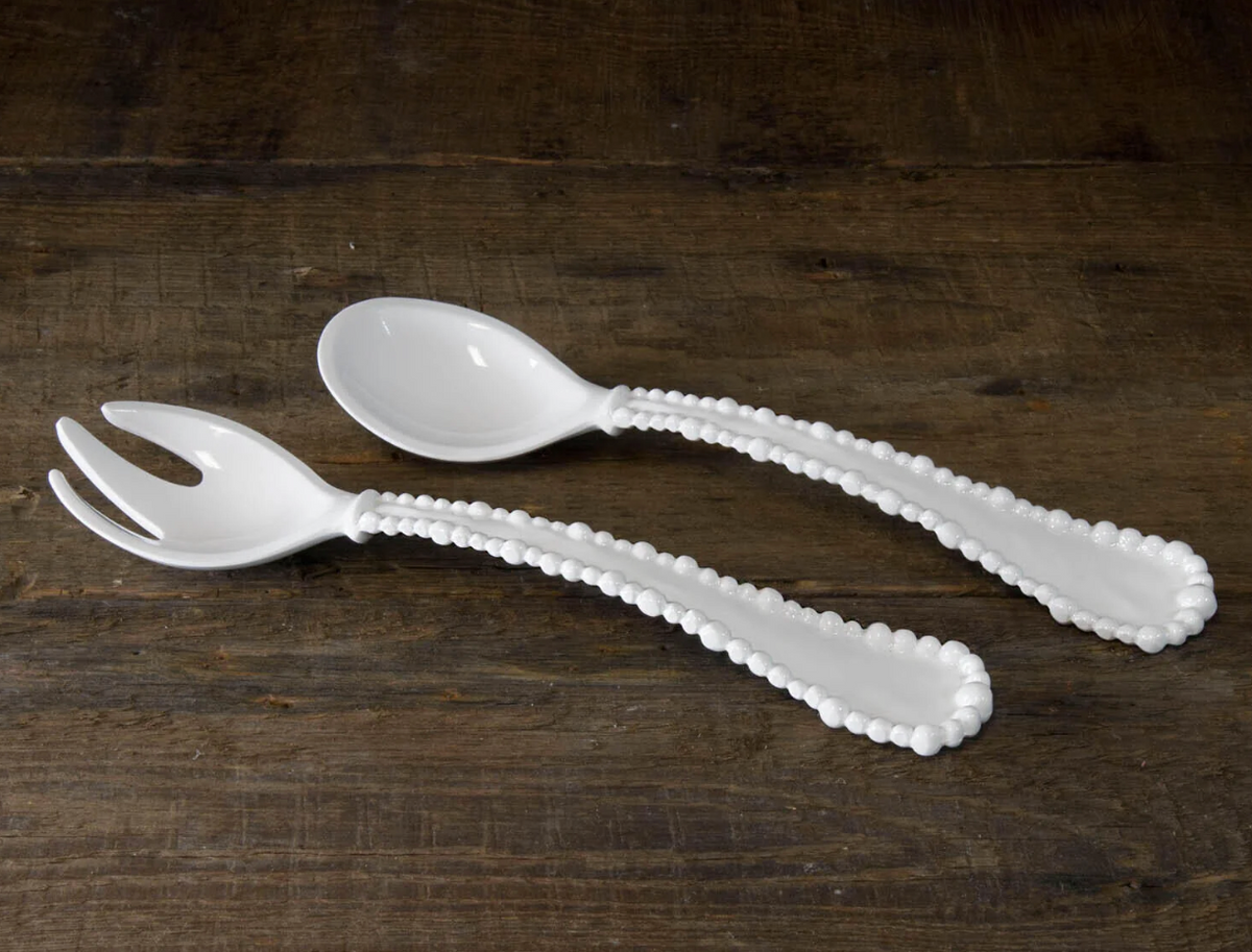 VIDA Alegria Lg Salad Servers-White : 11.75"