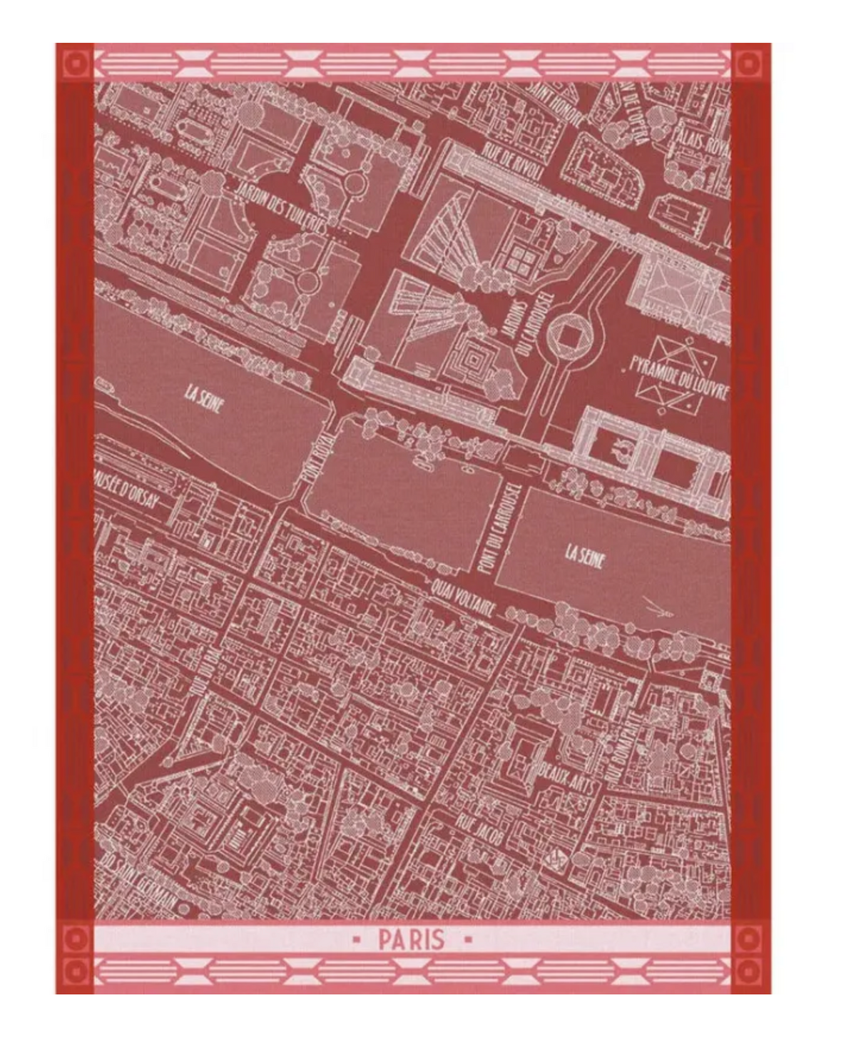 Red D'Oiseau Paris Tea Towel