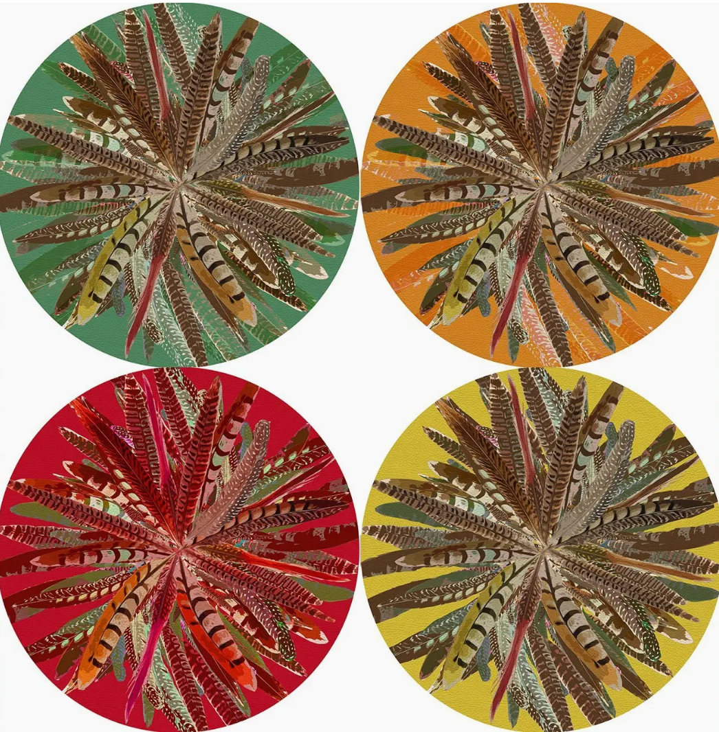 Pheasant Feathers Coaster Set
