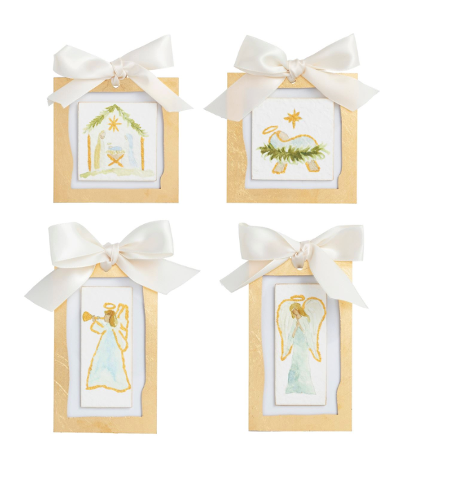 Front Facing Angel Gold Painted Ornament