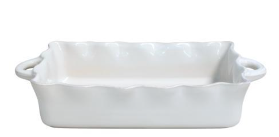 Ruffle White Large Rect. Baker
