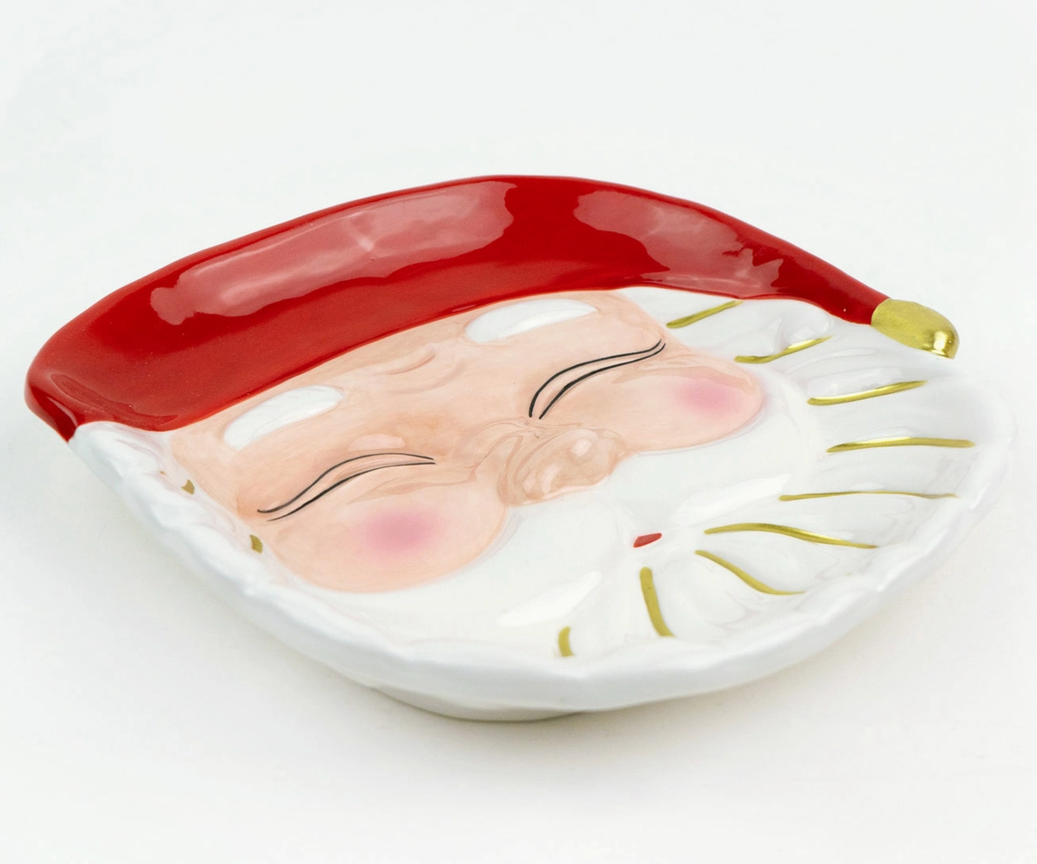 Red Santa Ceramic Dessert Plate 7"