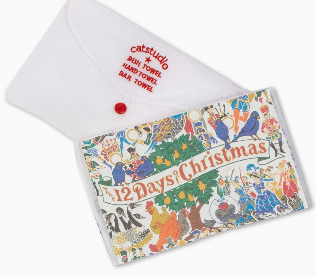 catstudio 12 Days of Christmas dish towel detail
