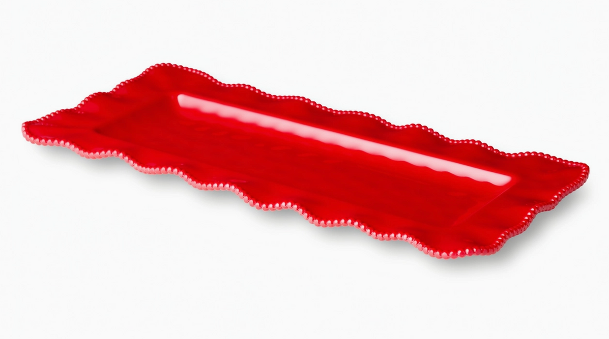 Red Melamine Rectangular Platter 19x9