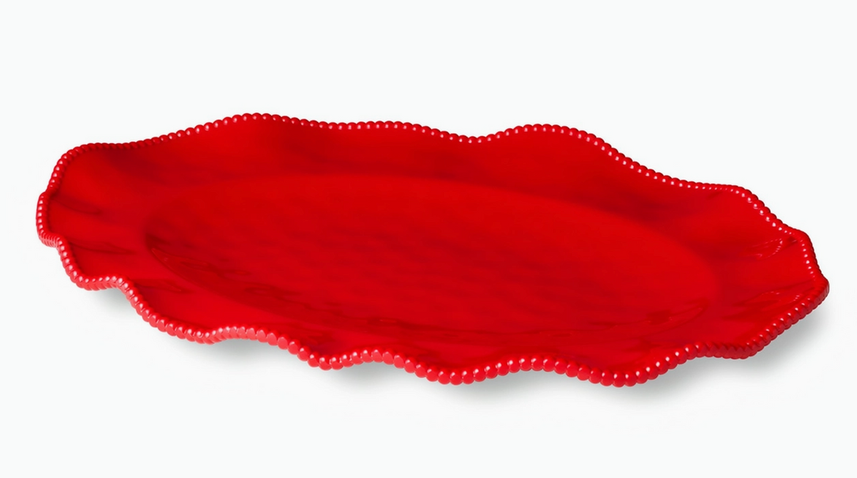 Red Melamine Oval Platter