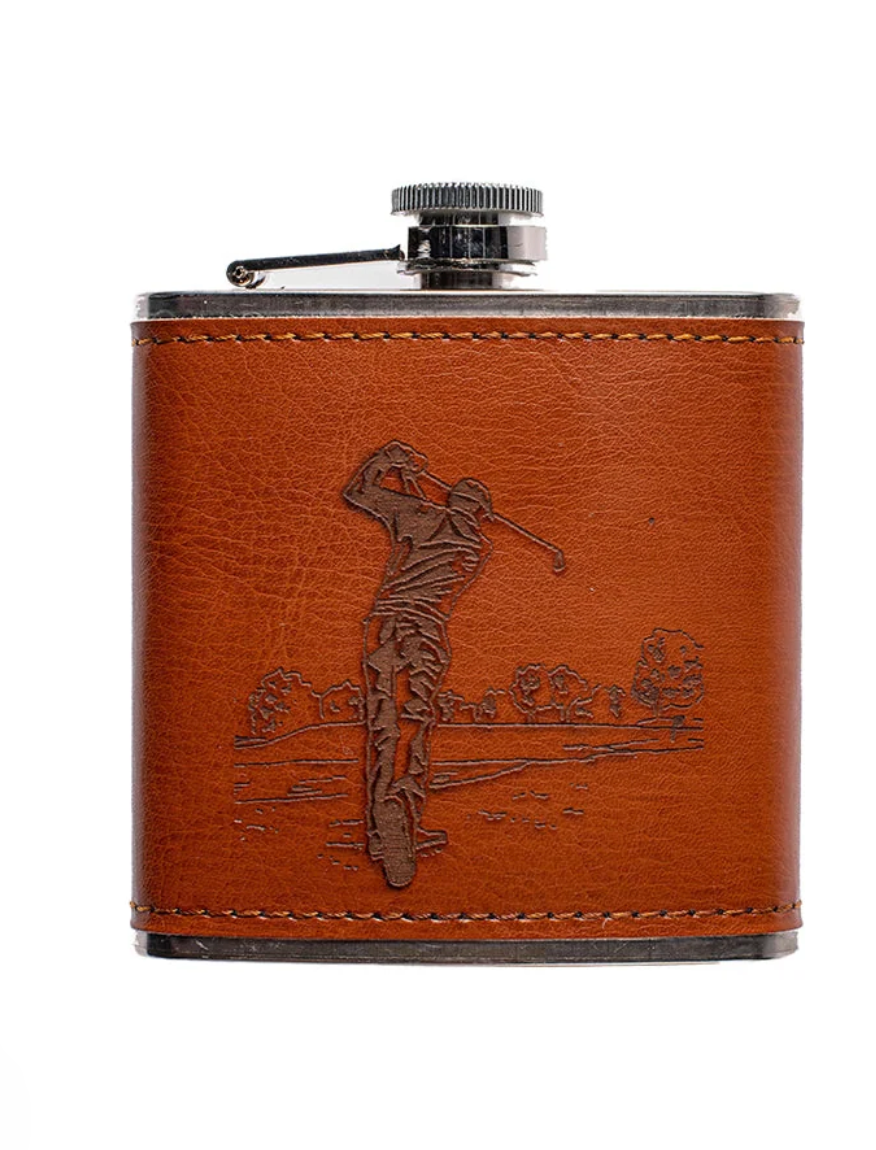 Golf Leather Hip Flask