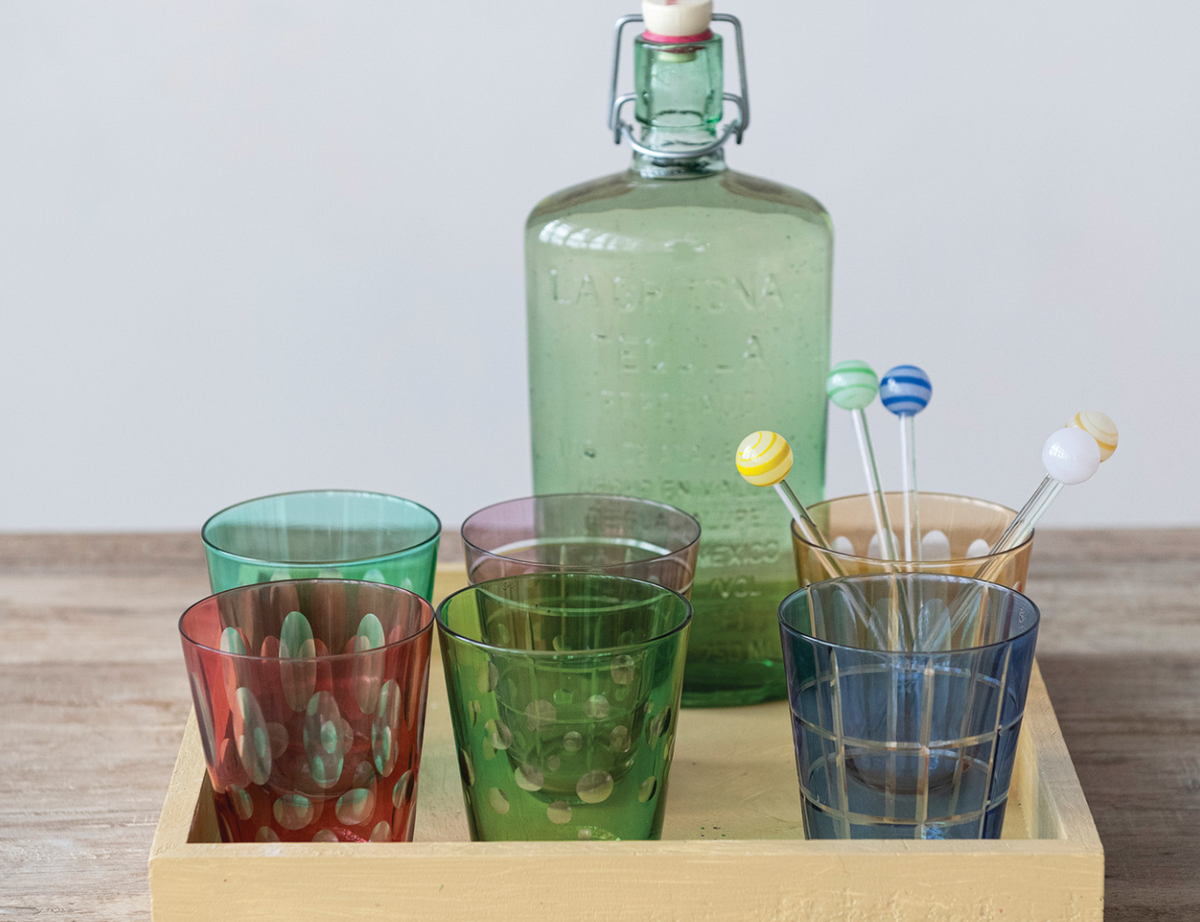 Etched Drinking Glass-set of 6