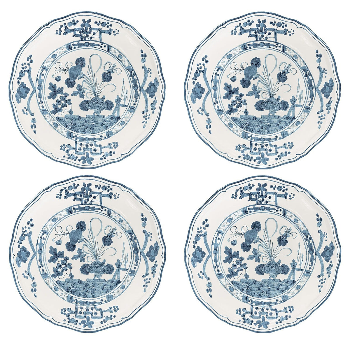 VIDA Faenza Appetizer Plate Set of 4, blue and white