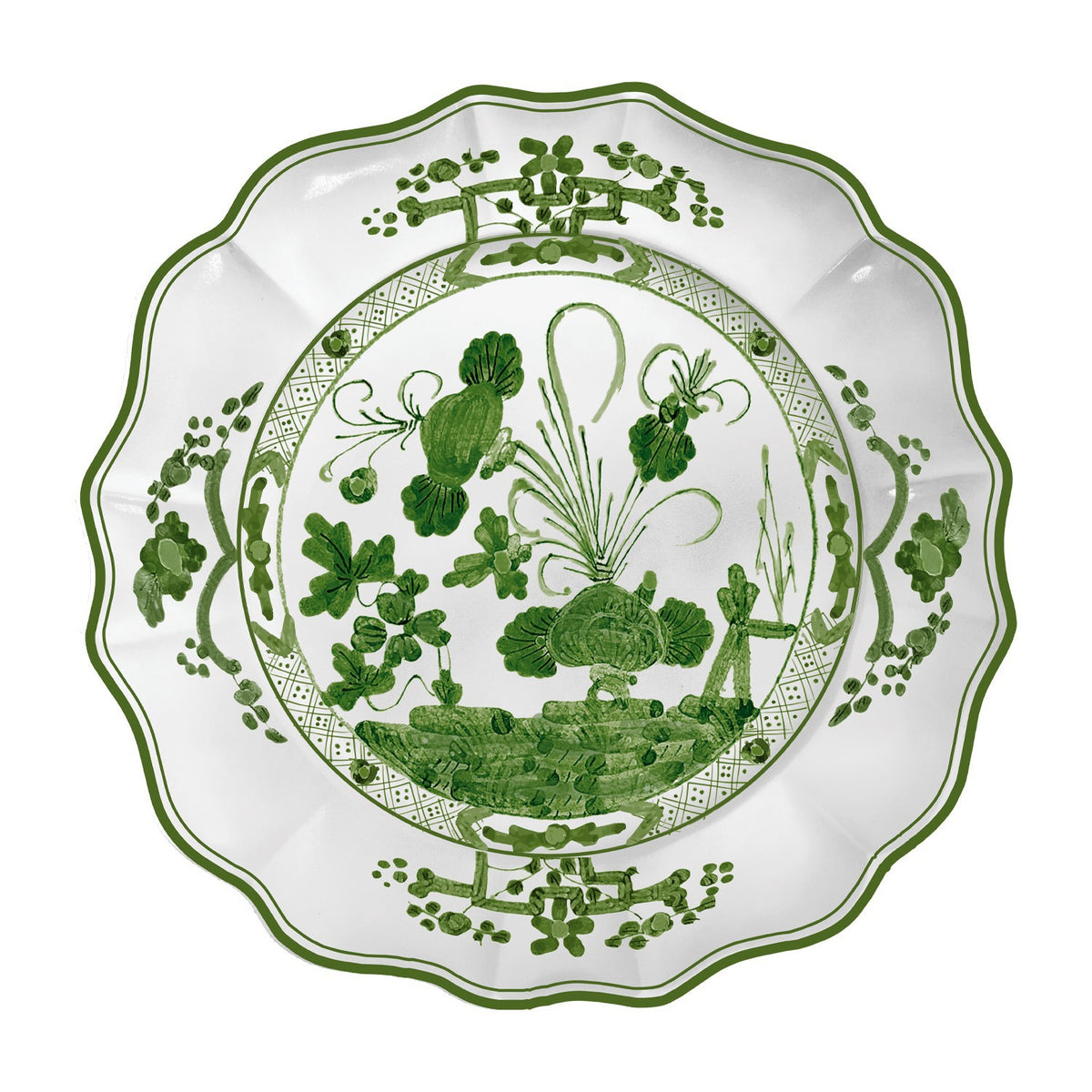 VIDA Faenza 13 inch Round Platter, green and white