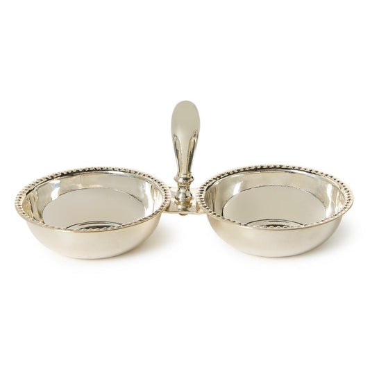 Silver Two Section Tidbit Serving Dish