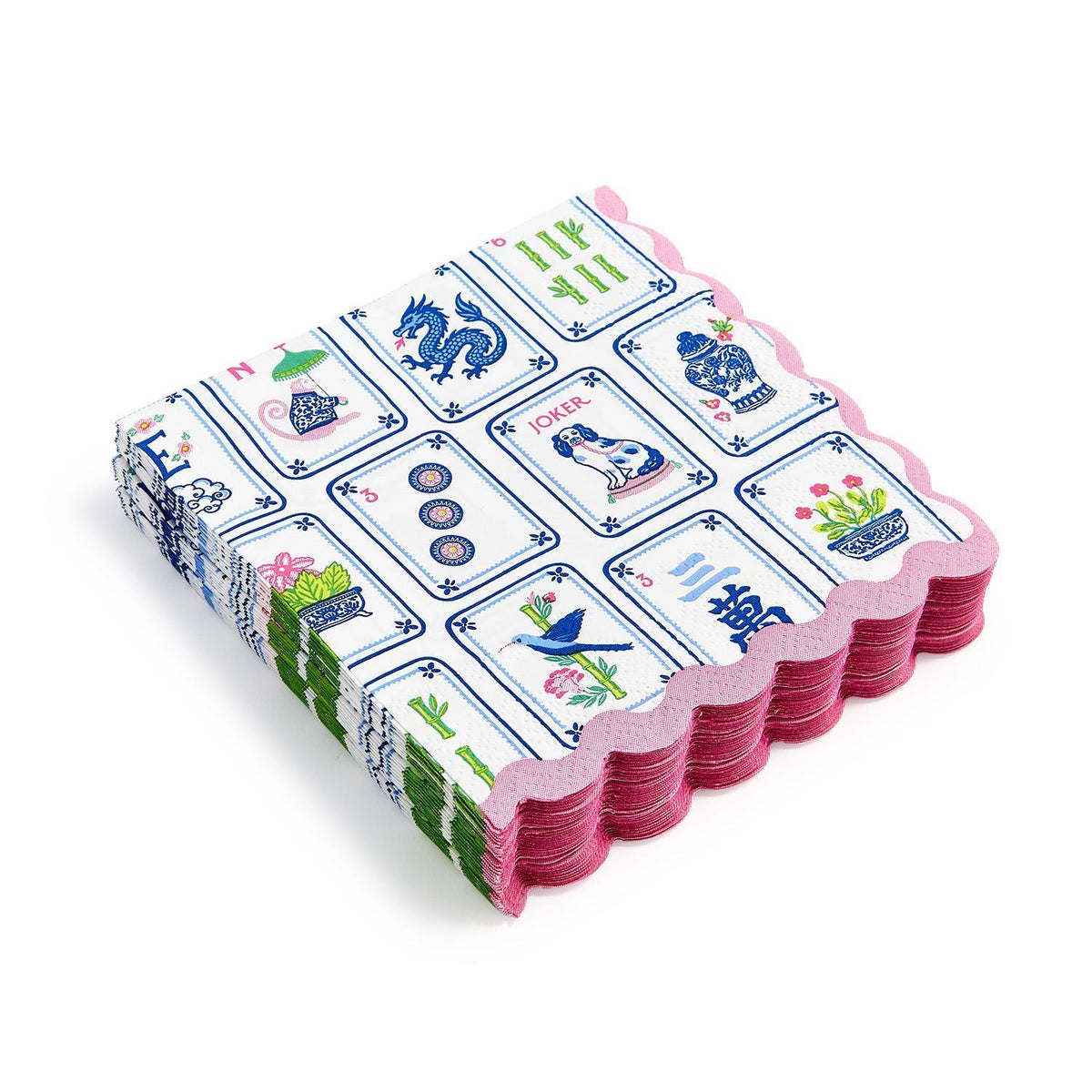 Mahjong Scalloped Paper Cocktail Napkin
