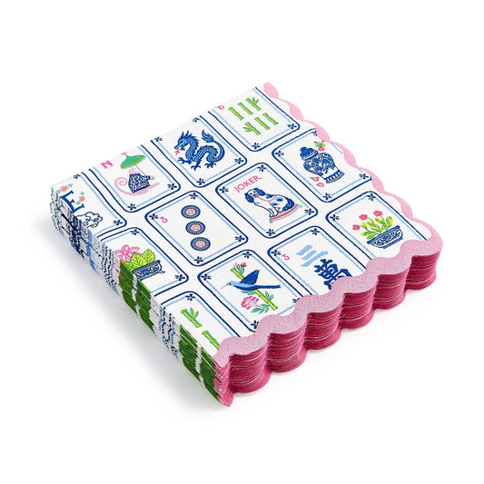 Mahjong Scalloped Paper Cocktail Napkin