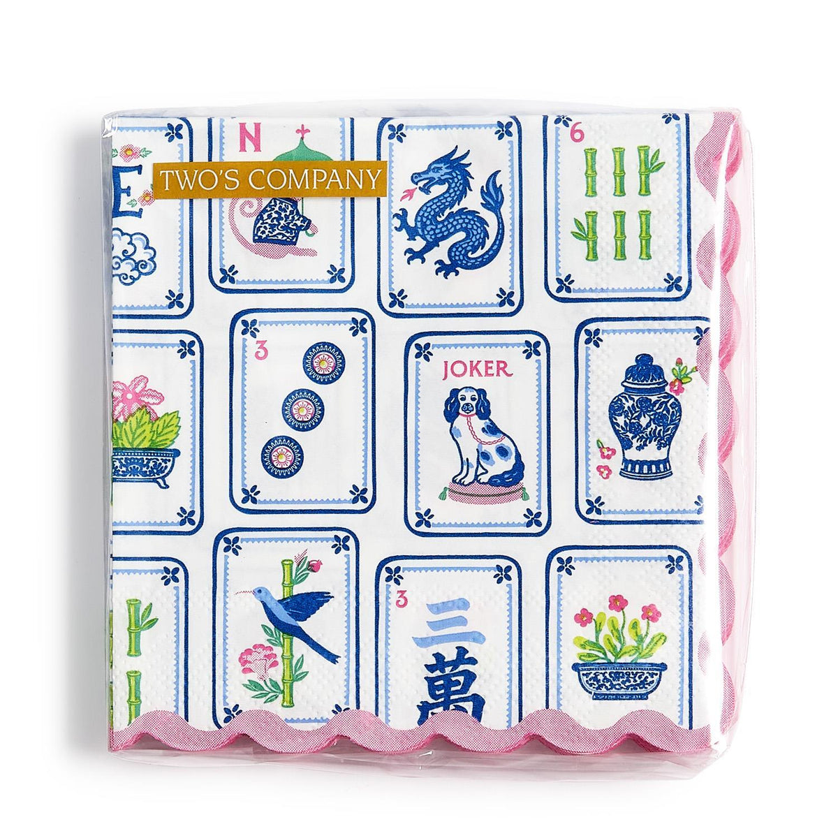 Mahjong Scalloped Paper Cocktail Napkin