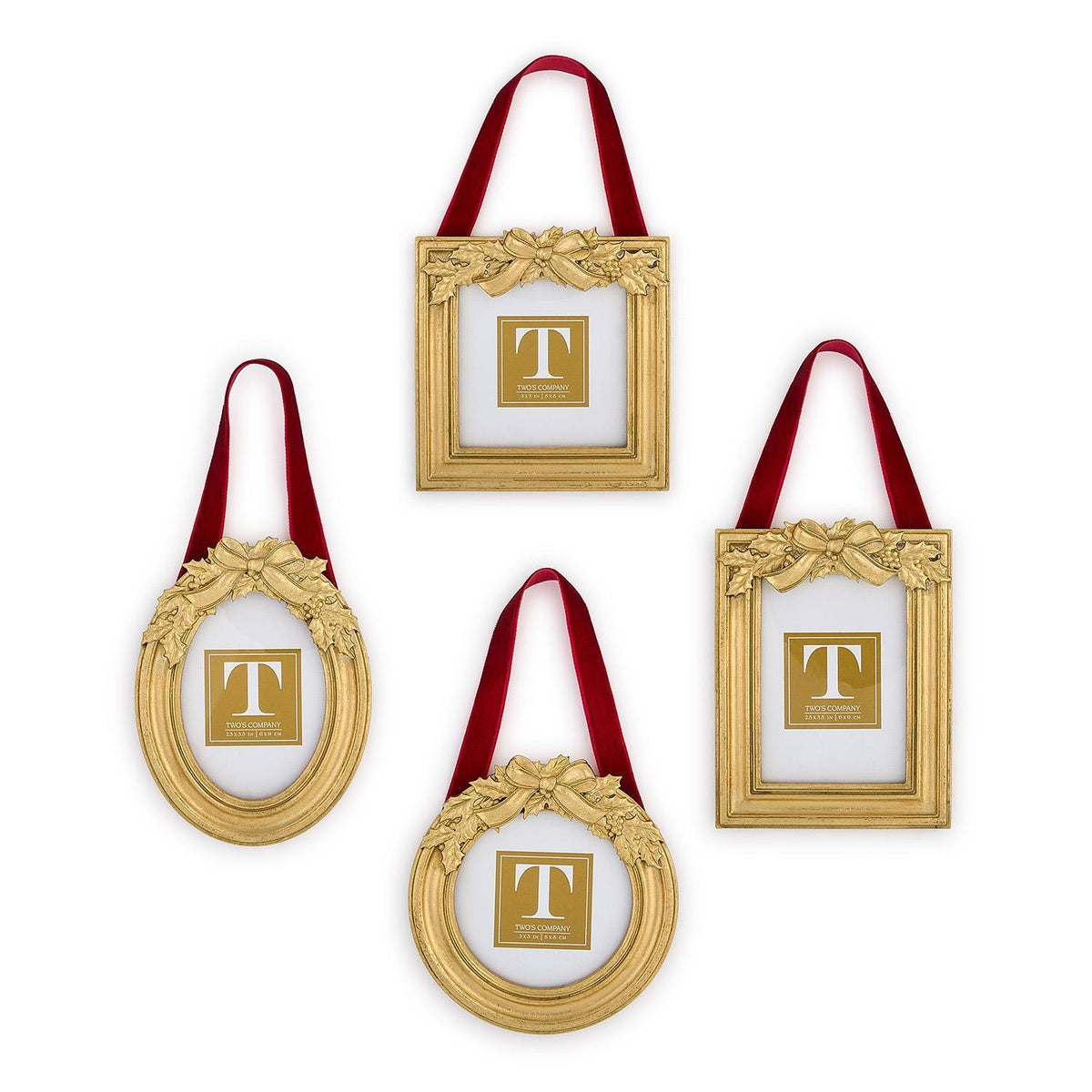Holly Leaves Hanging Frames s/4