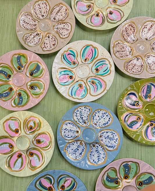 Hand Painted Oyster Plate