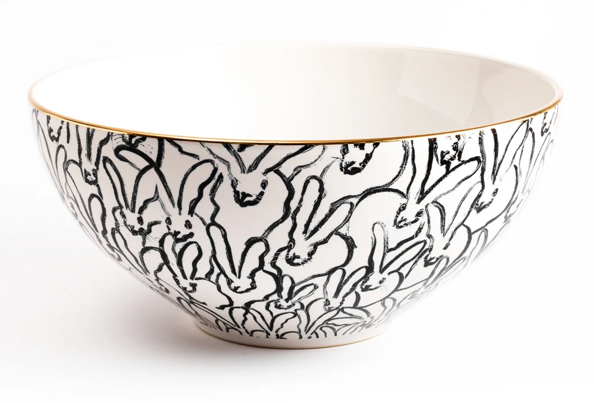 Rabbit Run Large Serving Bowl with Gold Rim