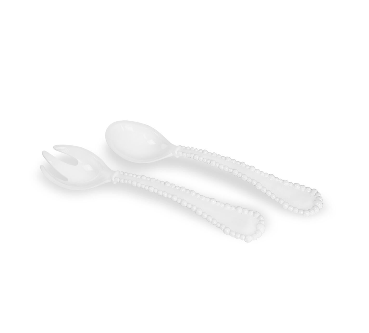 VIDA Alegria Lg Salad Servers-White : 11.75"