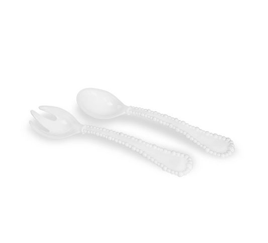 VIDA Alegria Lg Salad Servers-White : 11.75"