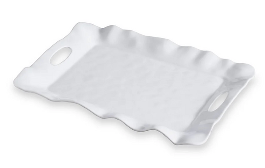 VIDA Havana rect tray w/handles-White
