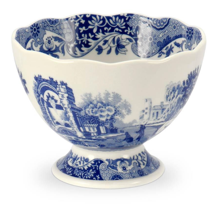 Blue Italian Footed Bowl