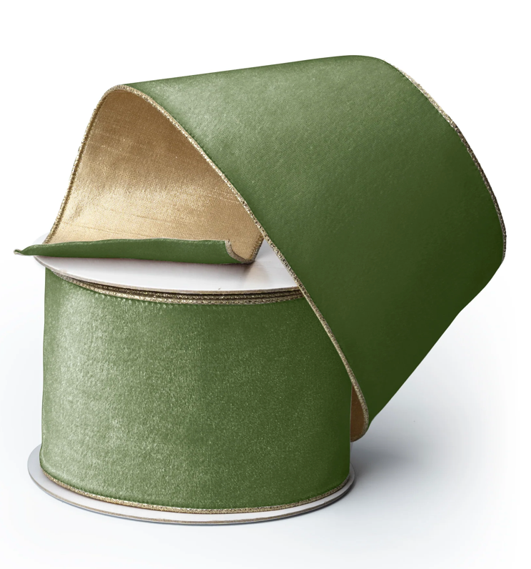Sage Velvet Ribbon -4"