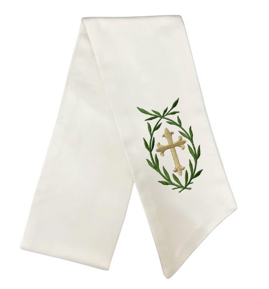 Cross Wreath Sash-Gold/green