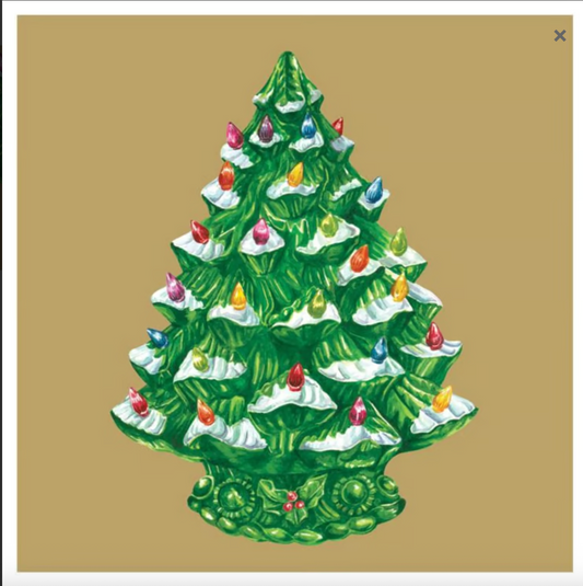 Vintage Christmas Tree Cocktail Napkin