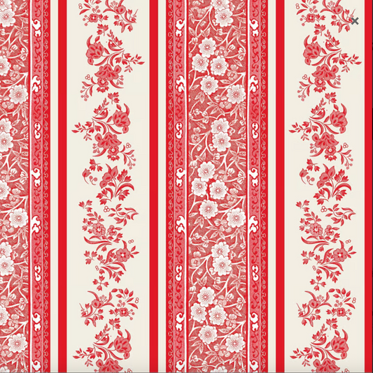 Red Burleigh Stripe Cocktail Napkin