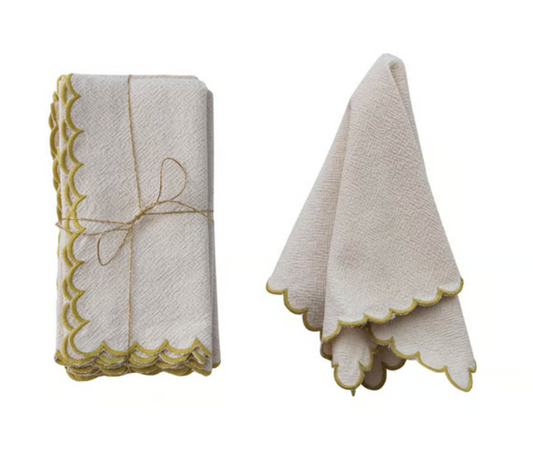 S/4 Cotton Scalloped Napkins