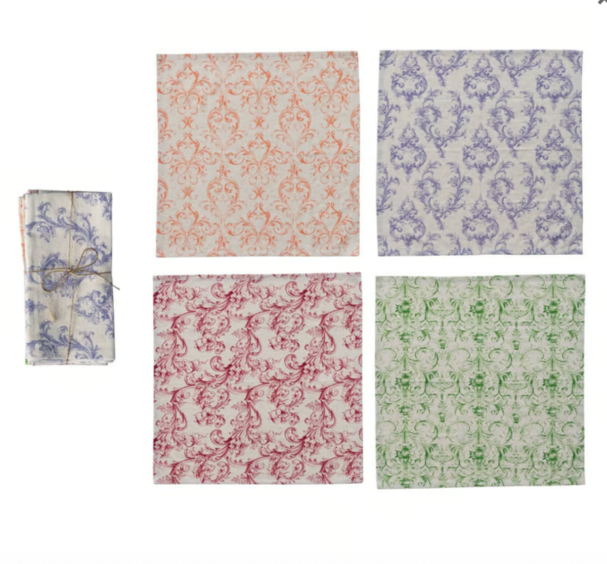 S/4 Cotton & Linen Printed Napkins
