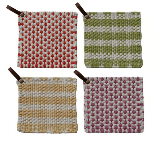 Printed Cotton Crocheted Pot Holder