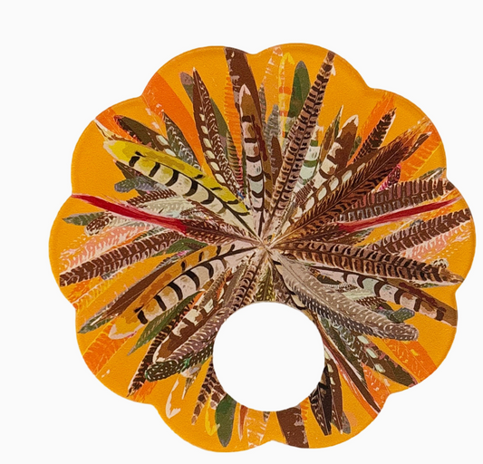 Pheasant Feathers Acrylic Napkin Rings s/4