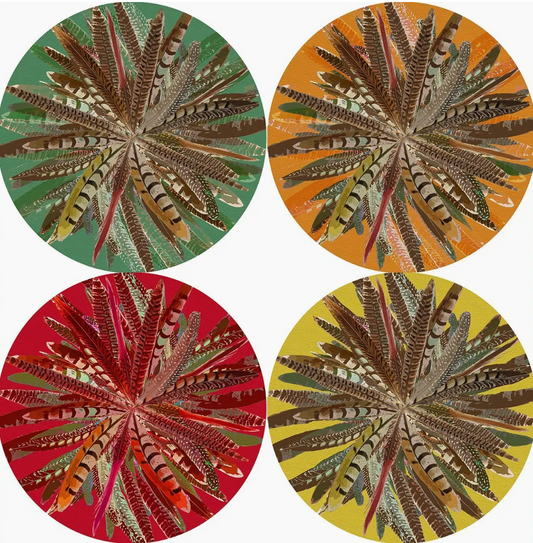 Pheasant Feathers Coaster Set