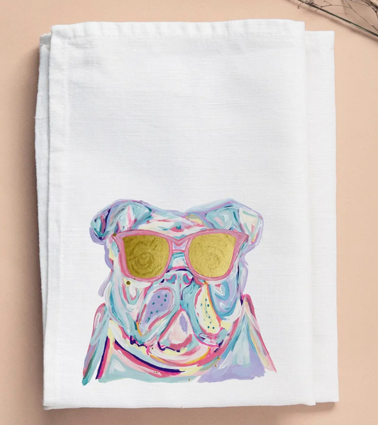 Fun Bulldog Tea Towel