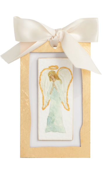 Front Facing Angel Gold Painted Ornament