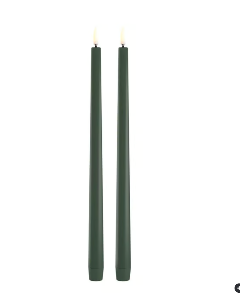 LED Slim taper candle green