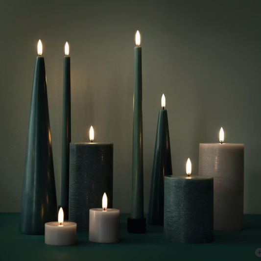 LED Slim taper candle green