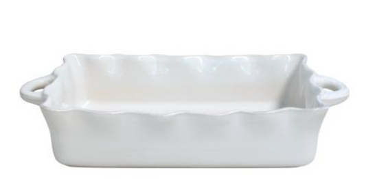 Ruffle White Large Rect. Baker