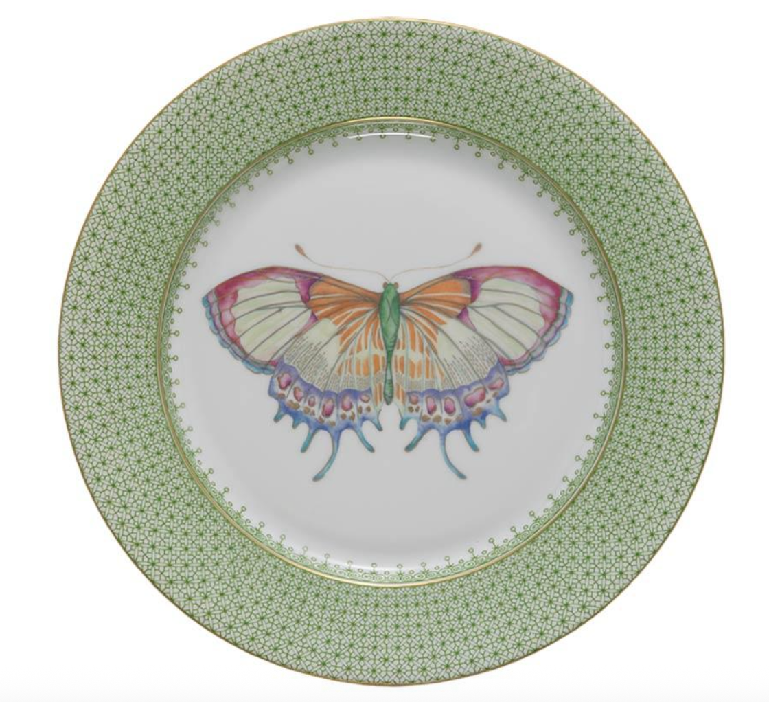 Apple Green Dessert Plate w/Butterfly