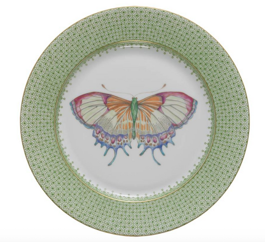 Apple Green Dessert Plate w/Butterfly