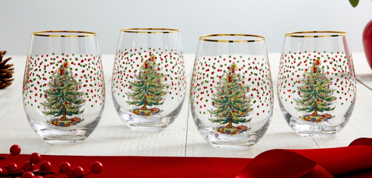 Polka Dot Stemless Wine Glass s/4