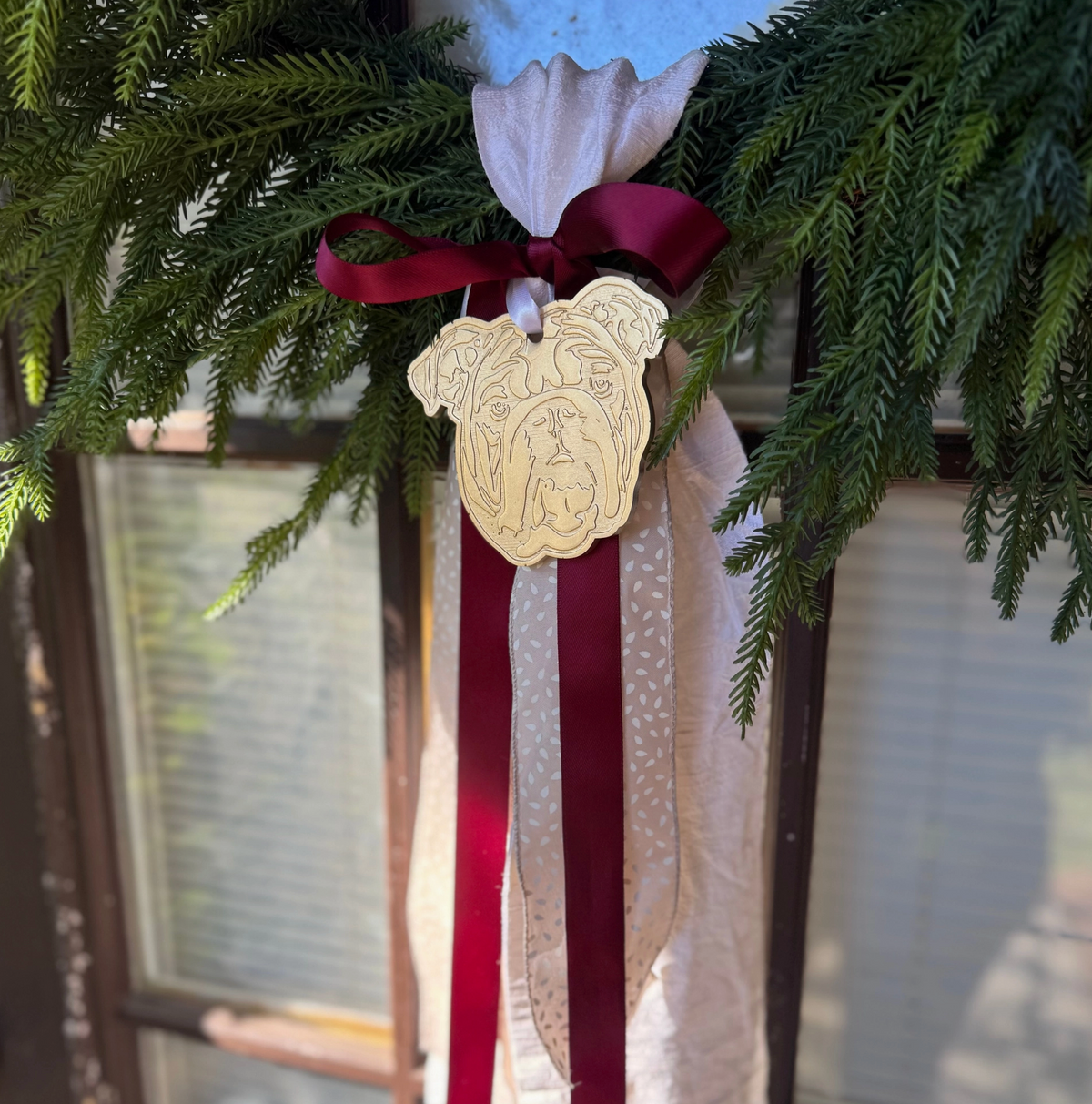 Bulldog Wreath Ornament
