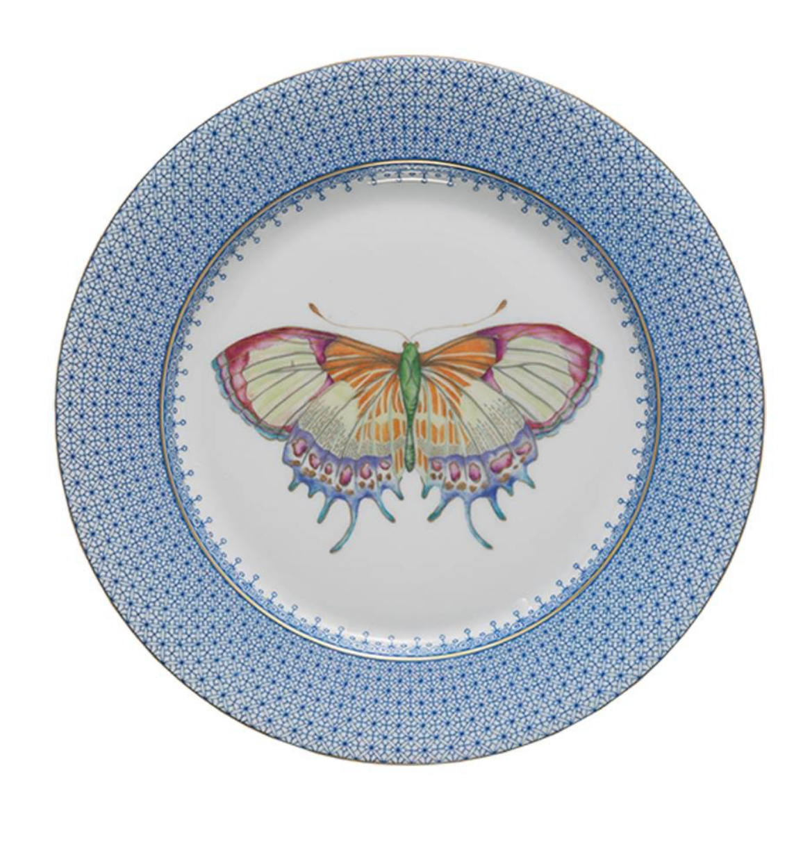Cornflower Lace Dessert Plate w/Butterfly