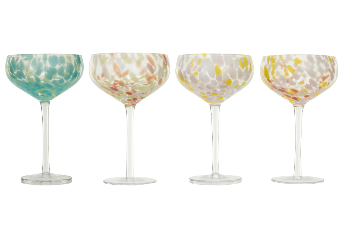 Stemmed Confetti Champagne Coupe set