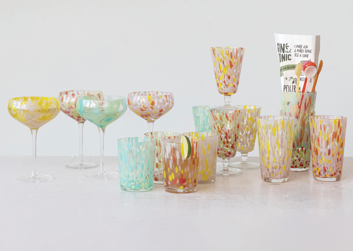 Stemmed Confetti Champagne Coupe set