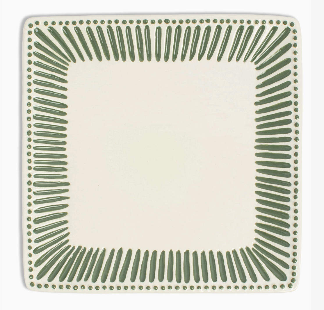 Ava Square Platter-White/Green