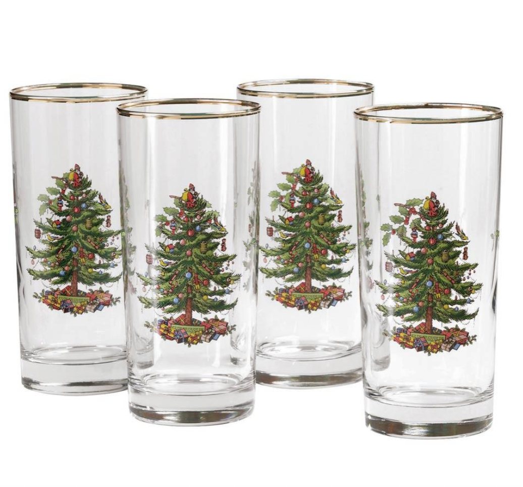 Christmas Tree Highball Glasses s/4